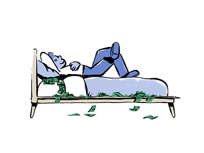 Cash under mattress bed bedroom blanket blue cash dollar frame green hiding mattress money nap pillow rest safe savings sleep under wealth