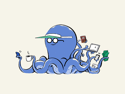 Blue Octopus accounting analytics animal blue cash creature fast finance marketing money multitasking ocean octopus process projecting sea speed squid strategy synergy