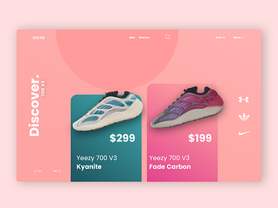 Kicks Sneakers E-com Platform e commerce sneakers ui ux web design