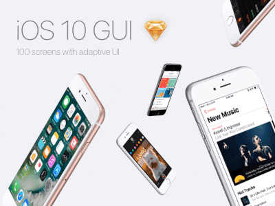 iOS 10 GUI for Sketch - 100 Screens - Free adaptive ui free freebie gui ios ios10 iphone sketch ui ui kit ux