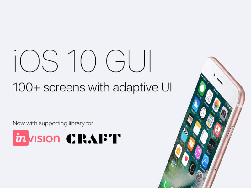 iOS GUI with adaptive UI and InVision Craft Library adaptive craft free freebie gui invision ios ios10 kit sketch ui ux