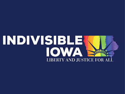 Indivisible Iowa Redesign for Pride blue branding grassroots iowa logo pride rainbow redesign typography white