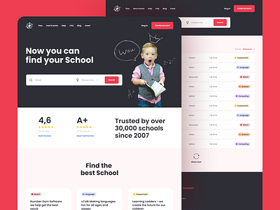 Find your best school booking clean creative design icon interface layout design minimal school search typography ui ux web web design web designer website