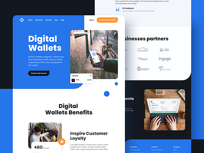 Digital wallets app branding clean design minimal site ui ux vector web website