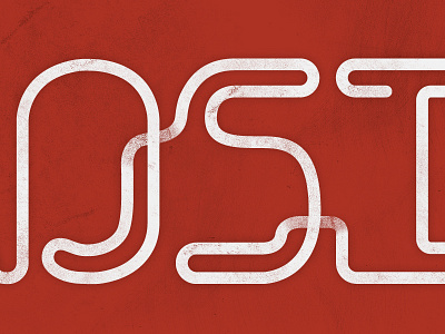 Zoomed in on curves of one-line logo concept curves grid grunge i line logo o red s texture worn