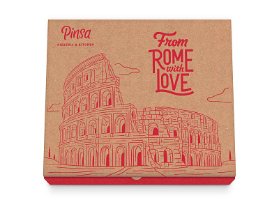 Pizza Box branding colosseum focus illustration lettering logo logotype mockup pizza rome script