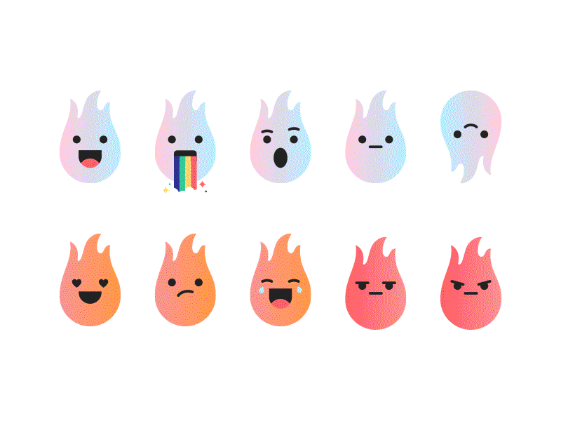 Braze Mascot stickers grid character laugh mad happy smile torch flame mascot