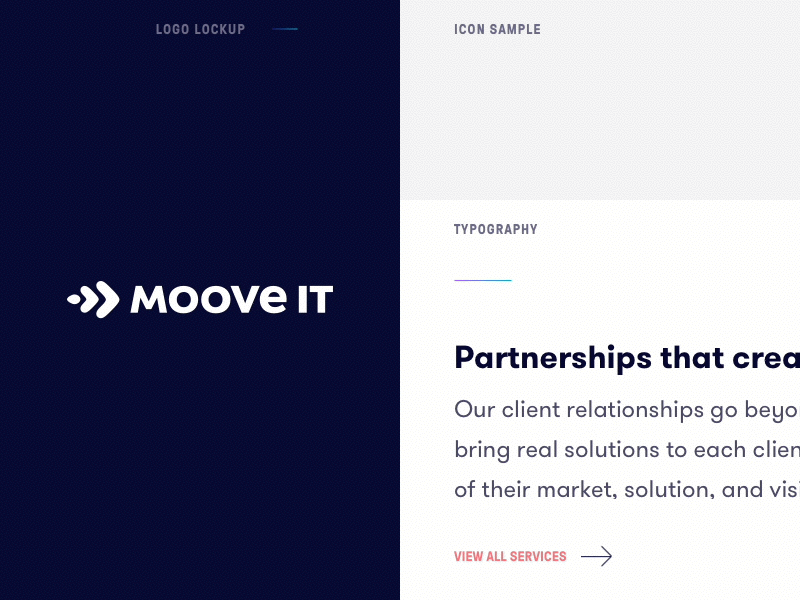 Moove It Rebrand animation branding dots focus lab hover icons lines logo mark motion typography