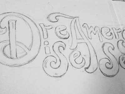 Type Creation Process - Dreamers Disease cursive drawing hand lettering process shiny swash swirl type typography