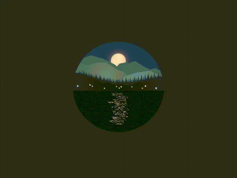 Moonrise blue gif mograph monday moon motion monday mountains reflections trees water