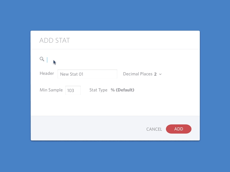 Custom Stat Builder app pills statistic windows