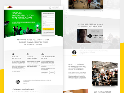 Landing Page - Santa Fe University of Arts arts education film landing page television ui design university ux