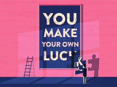 You Make Your Own Luck art editorial gallery hipster illustration ladders luck people potrait
