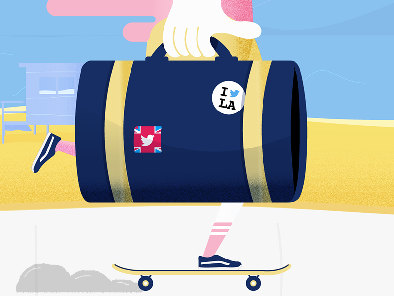 Relocating to LA twitter sea beach santa monica skateboarding illustration la losangeles skate