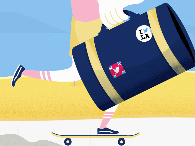 LA Relocation Animation animation beach gif illustration la losangeles rubberhose santa monica sea skate skateboarding twitter