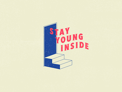Stay Young Inside Doorway T-Shirt Design child children design door health illustration kid mind tee tshirt typography young