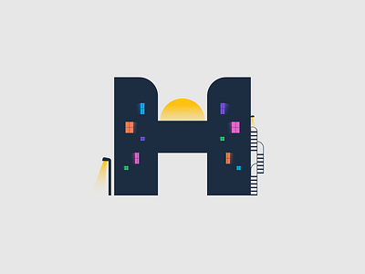 H - HOTEL 36 days 36days adobe 36days h 36daysoftype 36daysoftype06 after affects contest gift h hotel home illustration type challenge