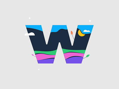 W - WONDERFUL 36 days 36days adobe 36days w 36daysoftype 36daysoftype06 after affects contest illustration leaves w w wonderful waves