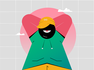 CHILLAX character character design chill chilling clouds colors design eye flat flowtuts gradients grid hat illustration illustrations minimal sun vector vectorart vibes