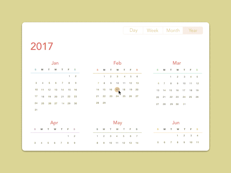 Daily UI #038: Calendar