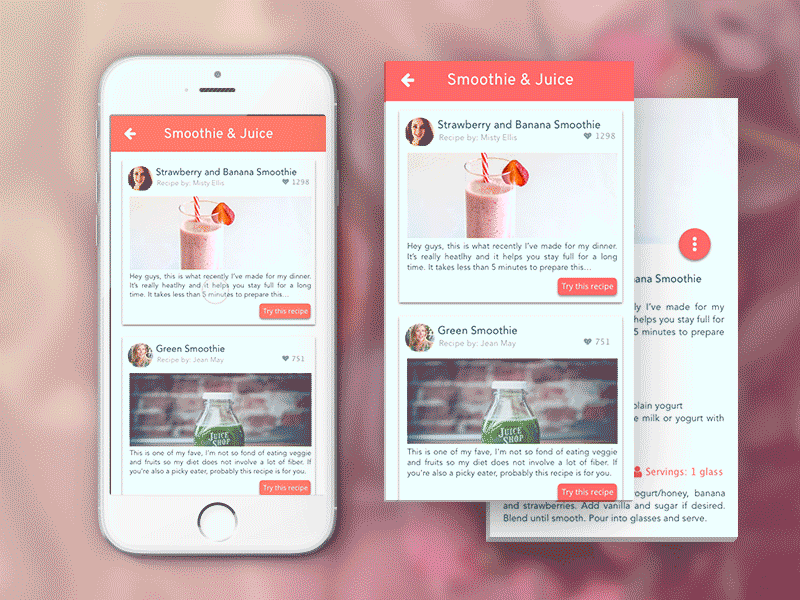 Daily UI #040: Recipe app daily ui daily ui 040 mobile recipe ui ux