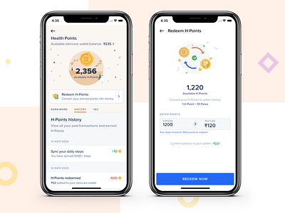 Introducing H-Points earn points health points healthcare mobile points reward points rewards ui