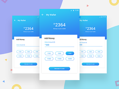 My Wallet add money app balance ekincare money ui wallet