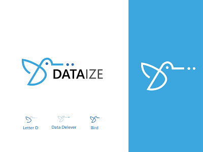 Dataize logo - D monogram - D logo design bird logo d brid logo d logo d mark data logo logo
