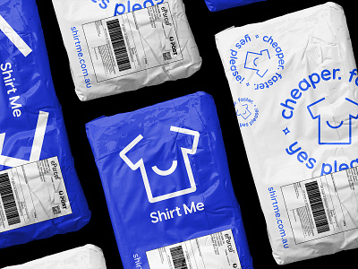 ShirtMe postage bags bags branding clean fun identity logo postage printing smile tshirt typography
