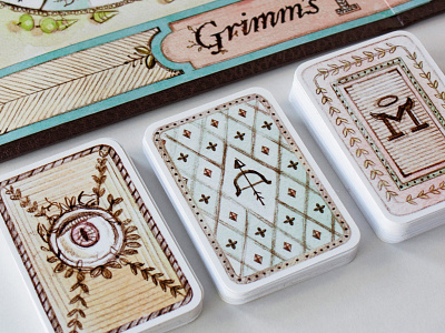 Grimm's Forest Playing Cards board game fairy tale illustration lettering packaging