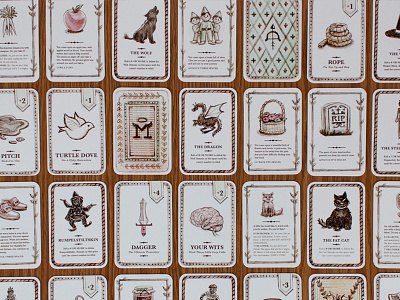 Grimm's Forest Playing Cards Detail board game fairy tale illustration lettering packaging