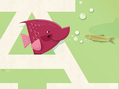 A is for Aquatic alphabet aquatic children fish illustration typography