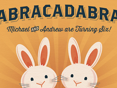 Magical Twins Birthday birthday illustration invitation magic rabbits twins typography