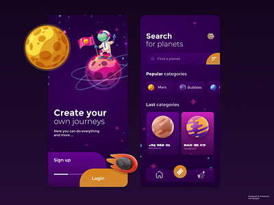 Space app design ui ux