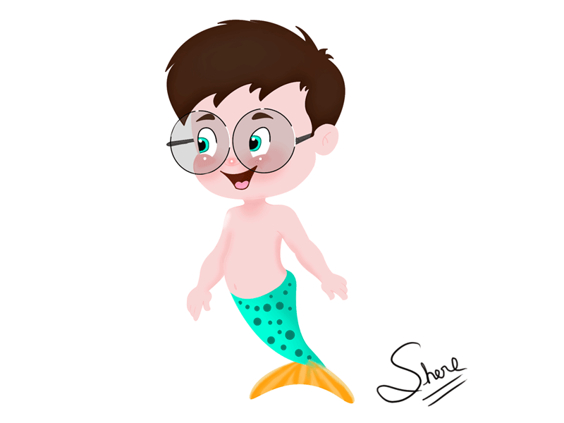 Mermaidboy children illustration mermaid boy