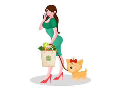 Healthy Living cute healthy living illustration pinup figure puppy sketch