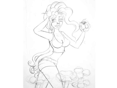 Ruff sketch flower hair doodling illustration pinup sketch