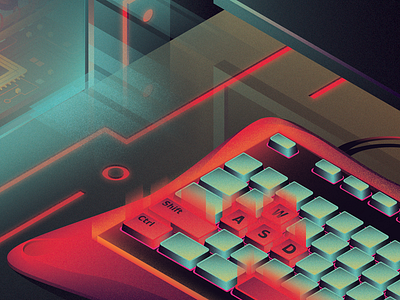 Gamer's Neonisation cybernetic gaming keyboard neon neon green orange pc red setup