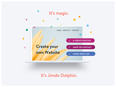 Jimdo Dolphin Ad advertising confetti creation jimdo website