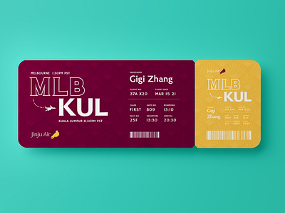 Jinju Air – Airline Brand Boarding Pass boarding pass branding design flat illustration minimal