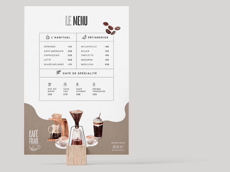 Cafe Frais Coffee Shop Menu By Paul Miki Sajulla On Dribbble