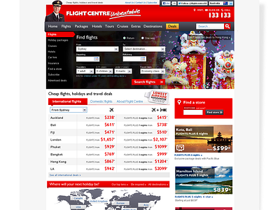 Flight Centre Australia homepage redesign