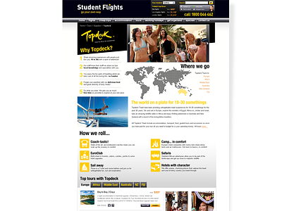 Student Flights Topdeck Tours interaction design interface design travel