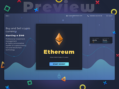 Preview crypto blockchain cash cryptocurrency design ico landing page toket ui web