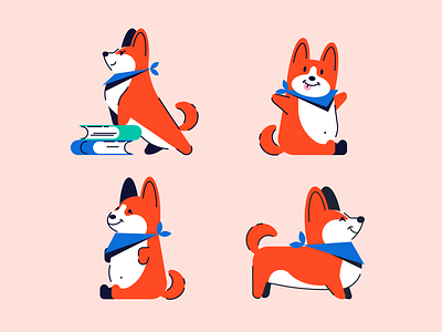 Corgi puppy illustrations set