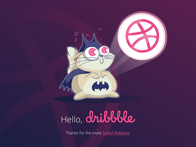 Hello Dribbble! batman cat comics dc comics dribbble hello dribbble love sticker