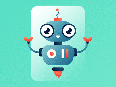 Robo Advisor automatic character cute gradient happy helper illustration machine noise robot texture vector