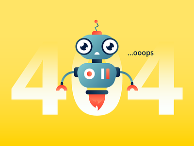 404 Illustration 404 automatic breaking character disappointment error error page gradient illustration robo advisor robot web