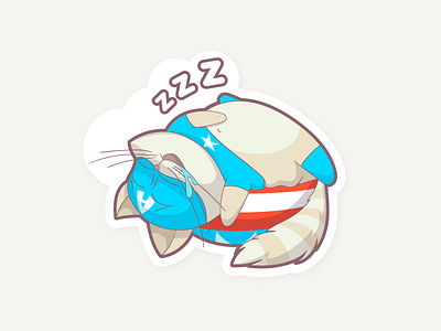 Captain America Cat captain america cartoon cat character hero marvel nap shield sleep sticker superhero zzz