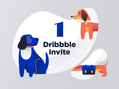 Dribbble Invite Giveaway dachshund dog draft dribbble invite giveaway giveaway gradient illustraion invitation invite join dribbble minimal paw pet pets vector